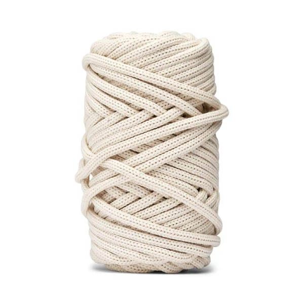 LindeHobby Macrame Lux, Flettet Knytegarn, 6 mm Naturhvit