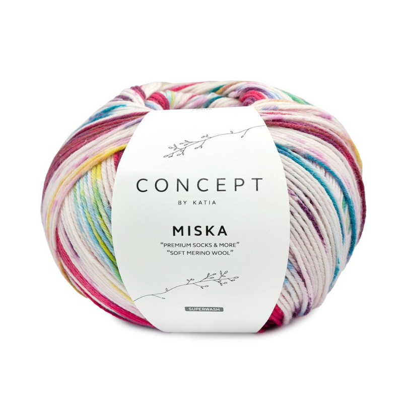 Katia Concept Miska Socks 100 Fuksia-Perle bjørnebær-Grønnblå