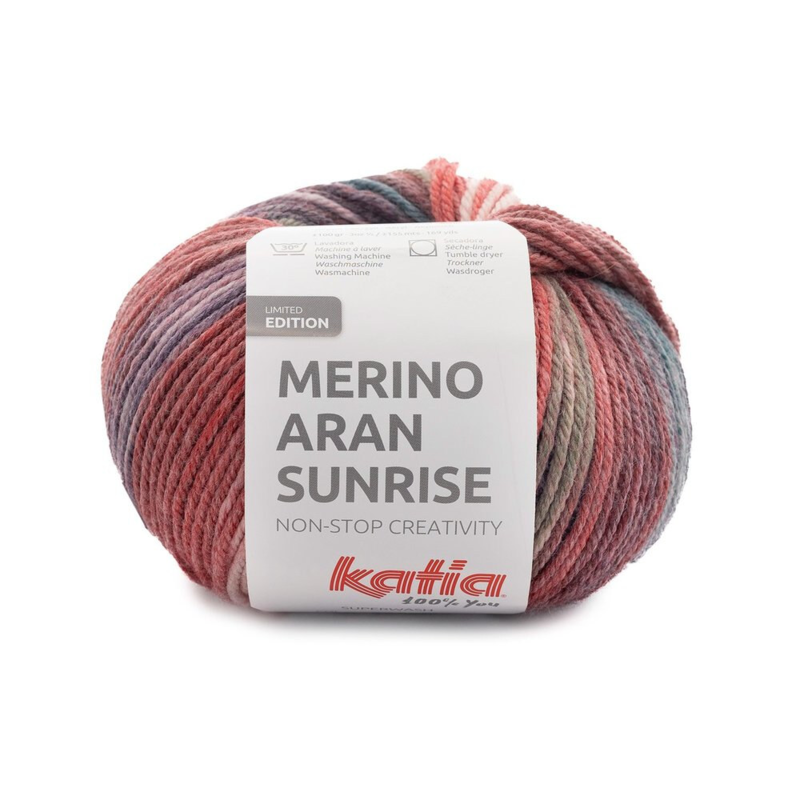 Katia Merino Aran Sunrise 309 Lilla-Grønn-Rød