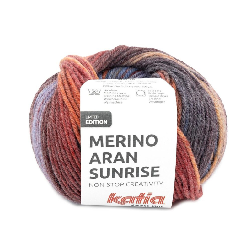 Katia Merino Aran Sunrise 302 Blå-Oransje-Rød