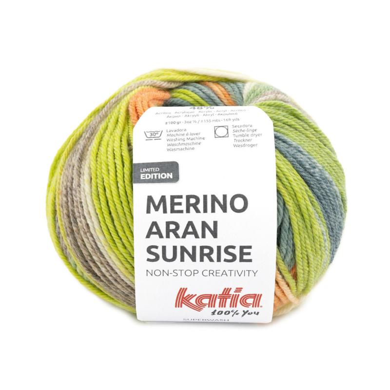 Katia Merino Aran Sunrise 301 Grønnblå-Oransje-Pistasj