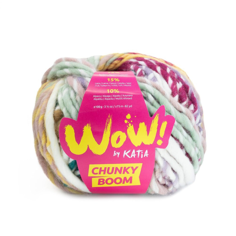 Katia Wow Chunky Boom 300 Petrol-Perlemor bjørnebær-Rosa