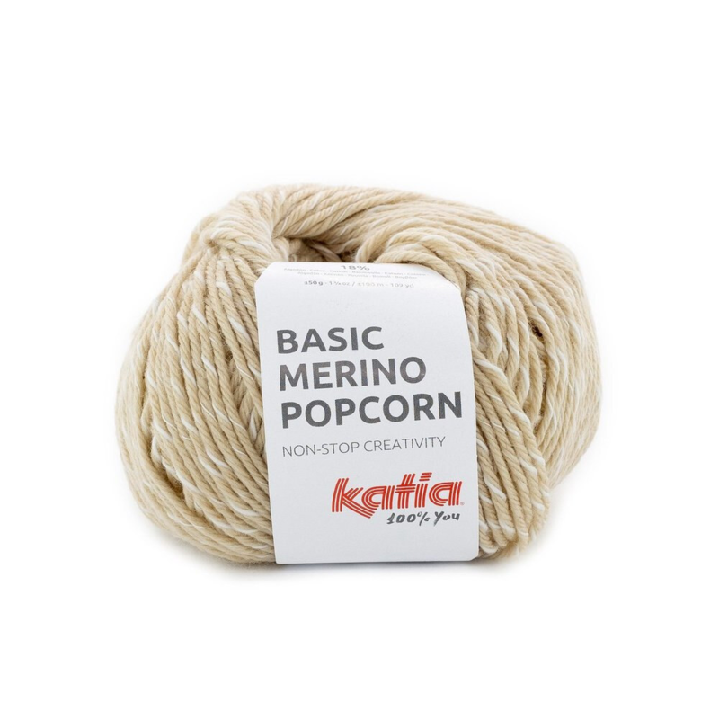 Katia Basic Merino Popcorn 105 Beige-hvit