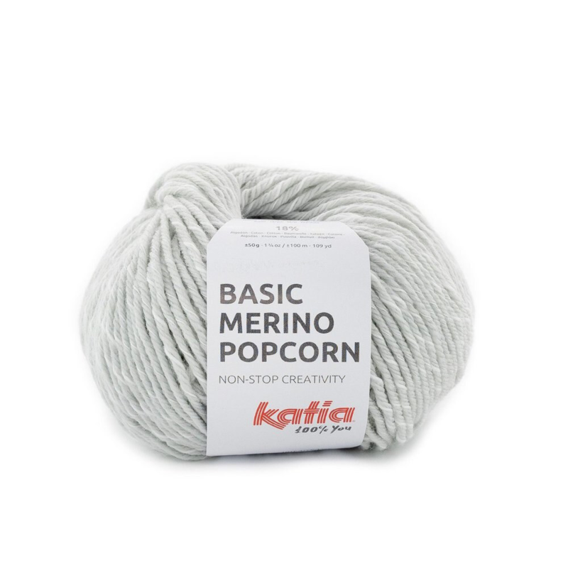 Katia Basic Merino Popcorn 104 Lysegrå-hvit