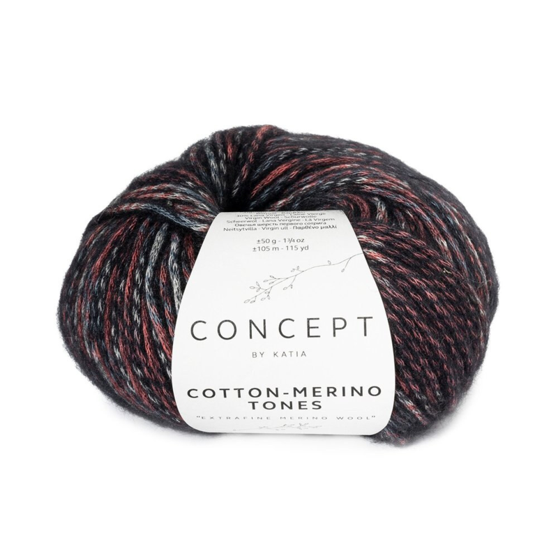 Katia Concept Cotton-Merino Tones 301 Svart-rød-bordeaux