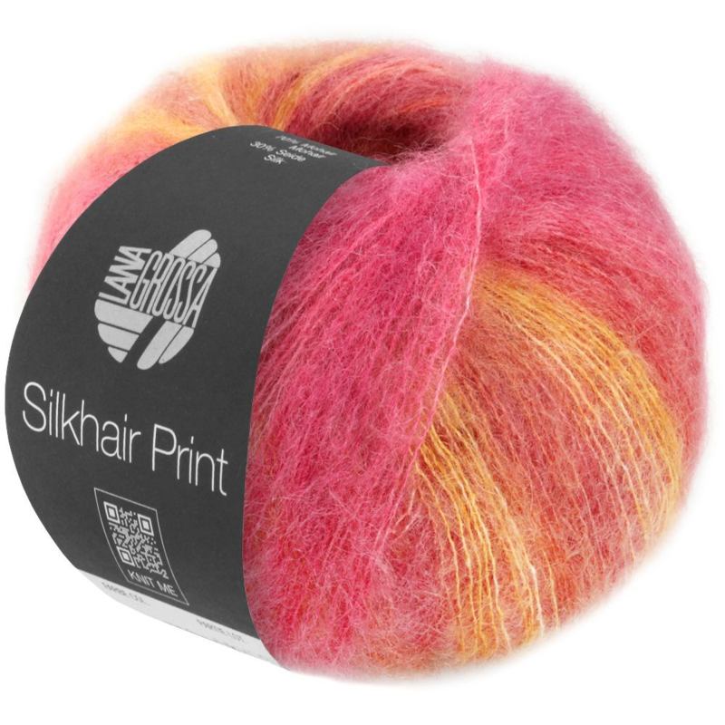 Lana Grossa Silkhair Print 428 Bær/Gammelrosa/Fuksia/Bringebær/Gyllengul/Nougat