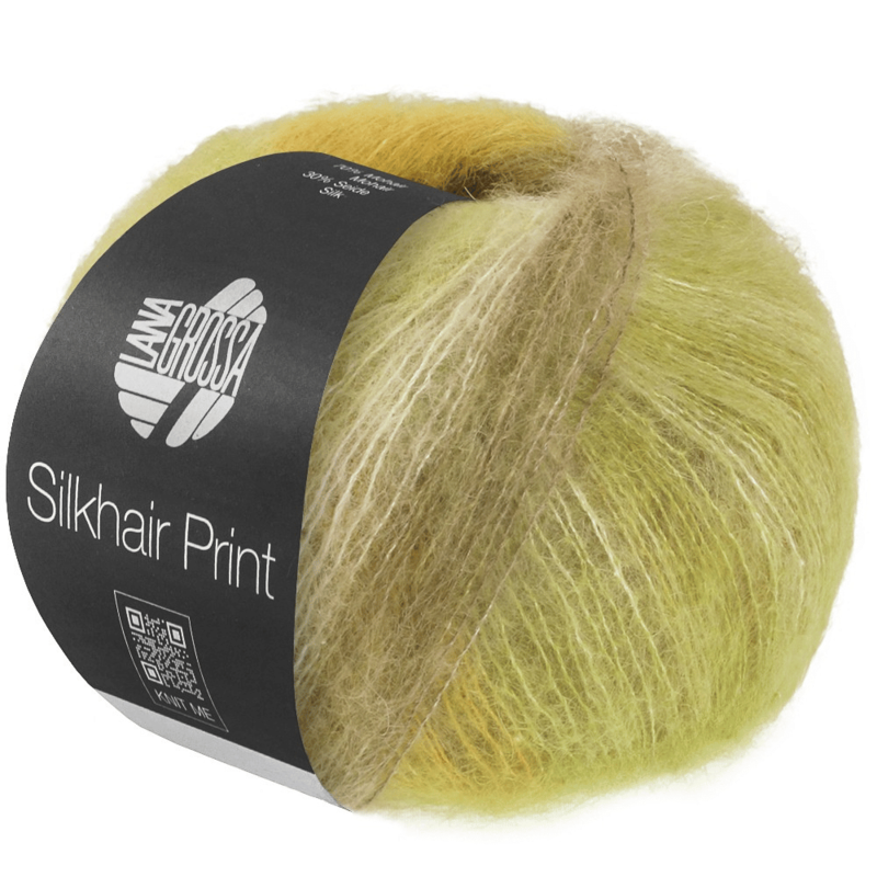 Lana Grossa Silkhair Print 433 Lime/gul/taupe/lys beige