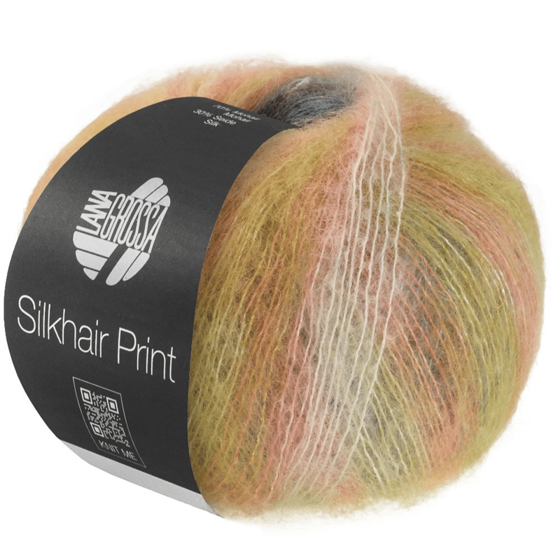 Lana Grossa Silkhair Print 440 Vanilje/krem/oransje/turkis/sennepsgul/bær