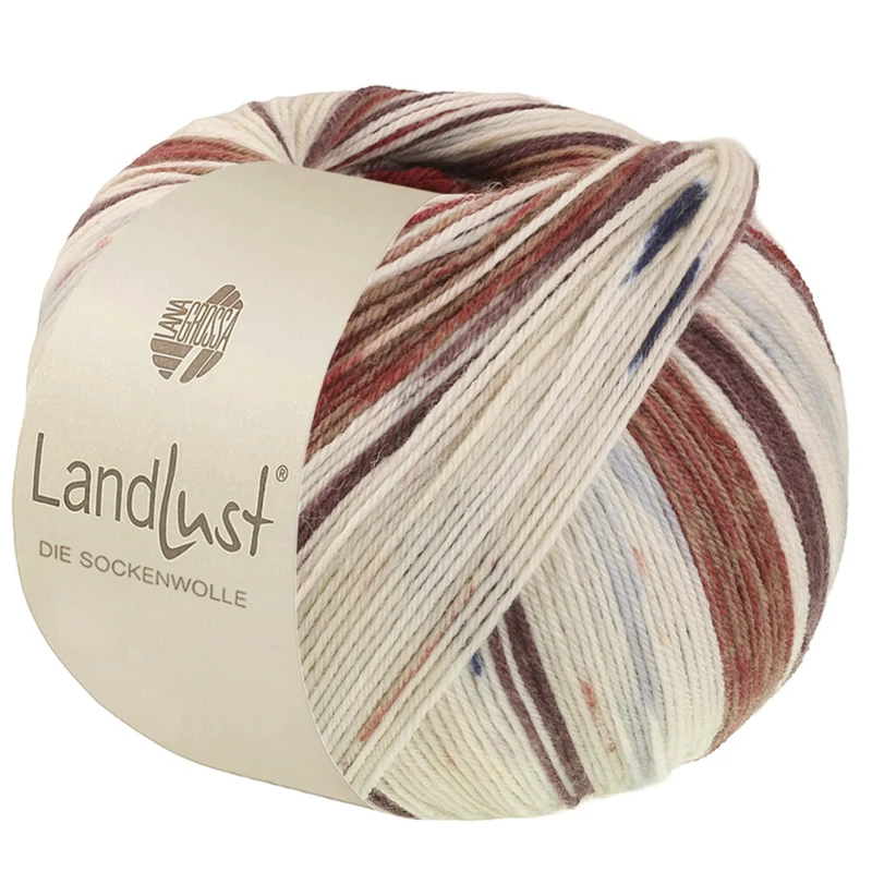 Lana Grossa Landlust Die Sockenwolle 726 Svartbrun/Gråbrun/Ecru/Lys beige/Nattblå/Mørkerød/Lysegrå
