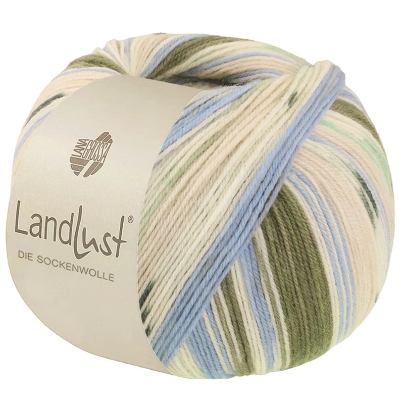 Lana Grossa Landlust Die Sockenwolle 722 Skoggrønn/Ecru/Himmelblå/Lys beige/Jade