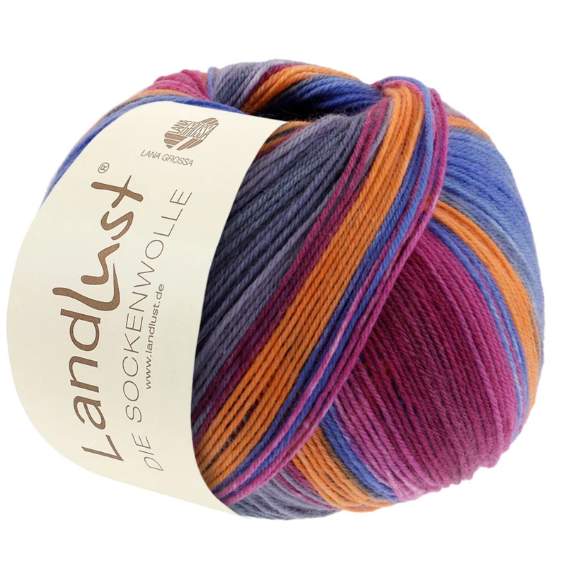 Lana Grossa Landlust Die Sockenwolle 128 Fuksia/Vinrød/Petrol/Oransje/Grå/Grågrønn/Gråblå