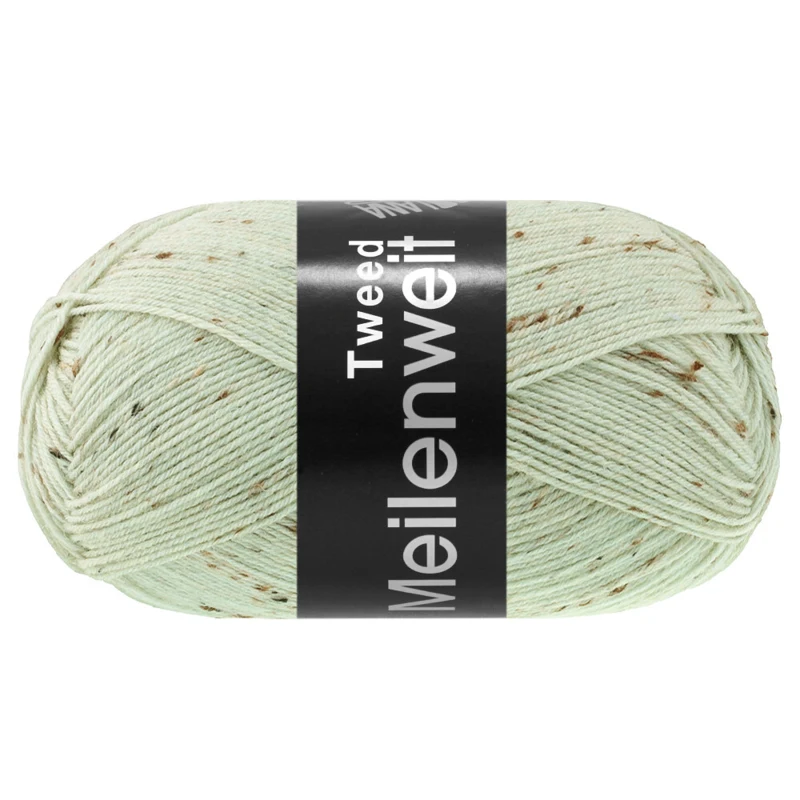 Lana Grossa Meilenweit 100 Tweed 182 Hvitgrønn