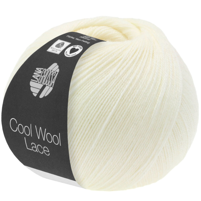 Lana Grossa Cool Wool Lace 14 Råhvit