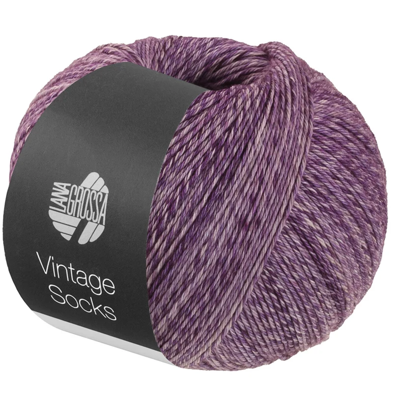 Lana Grossa Vintage Socks 1021 Mørkfiolett/plomme melert