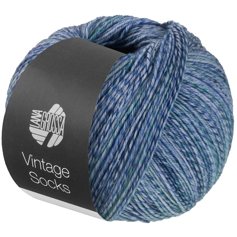 Lana Grossa Vintage Socks 1017 Lys grå/jeans/blålilla/grågrønn melert