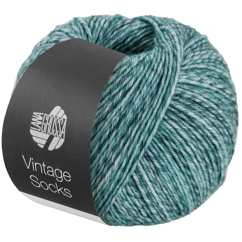 Lana Grossa Vintage Socks 1003 Mint/gråblå/jeans/petrol melert