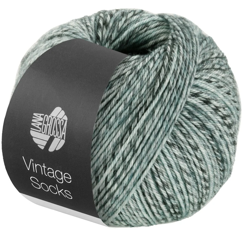 Lana Grossa Vintage Socks 1004 Lys-/mellom-/mørkegrå melert