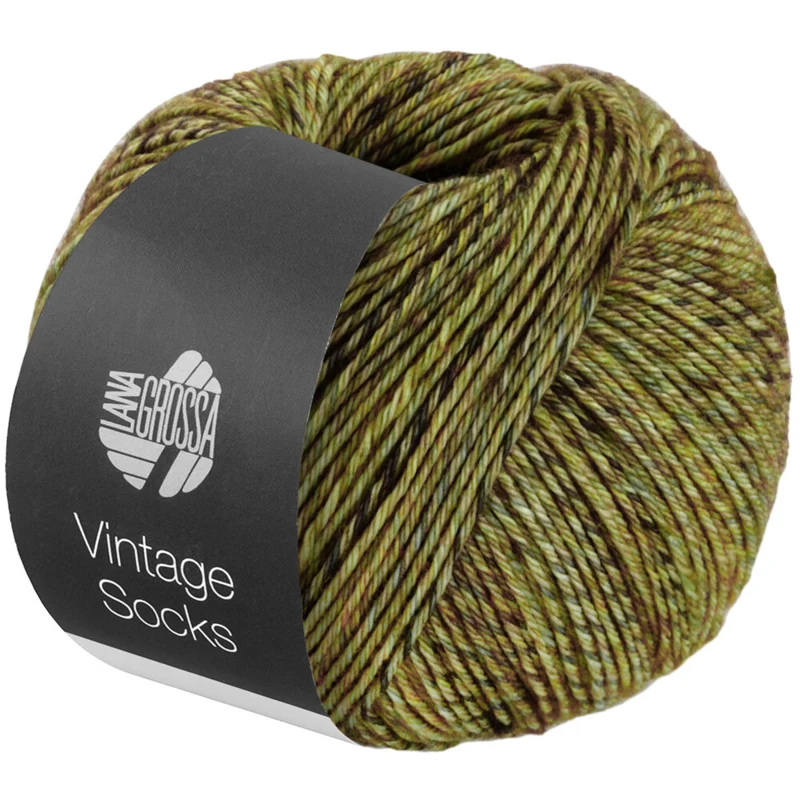 Lana Grossa Vintage Socks 1002 Maigrønn/eplegrønn/mørkegrønn melert