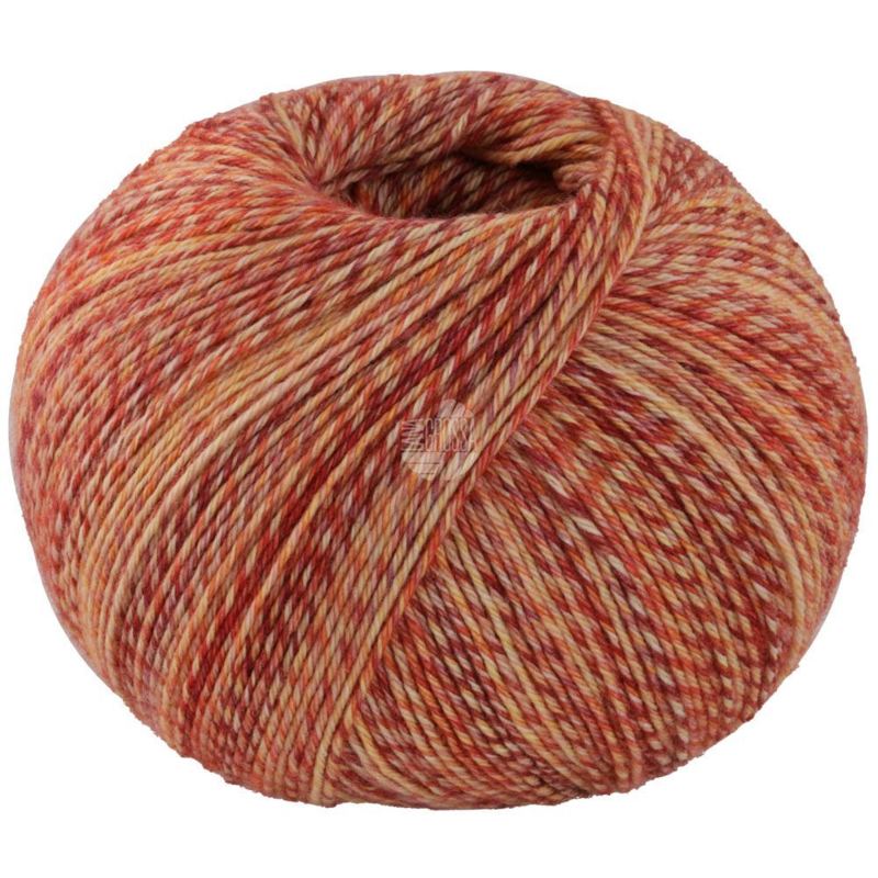 Lana Grossa Vintage Socks 1012 Rust/mørkerød/gul/oransje/kremfargetmelert