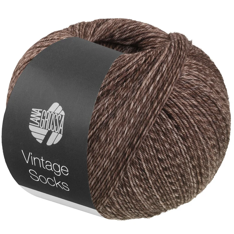 Lana Grossa Vintage Socks 1024 Gråbrun/mokka melert
