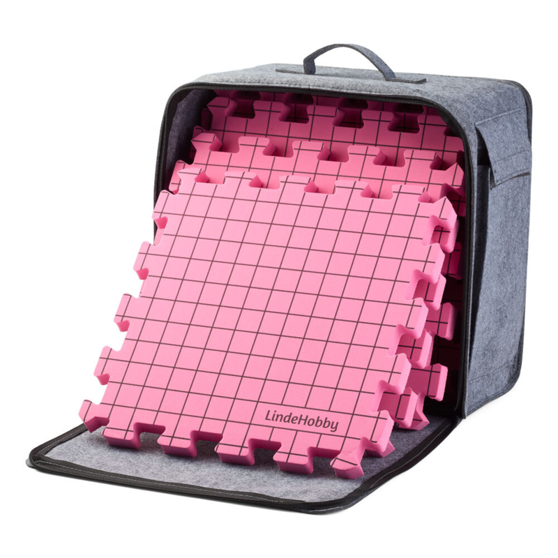 LindeHobby Blockingmatter i Filttaske med 100 T-nåler, Rosa