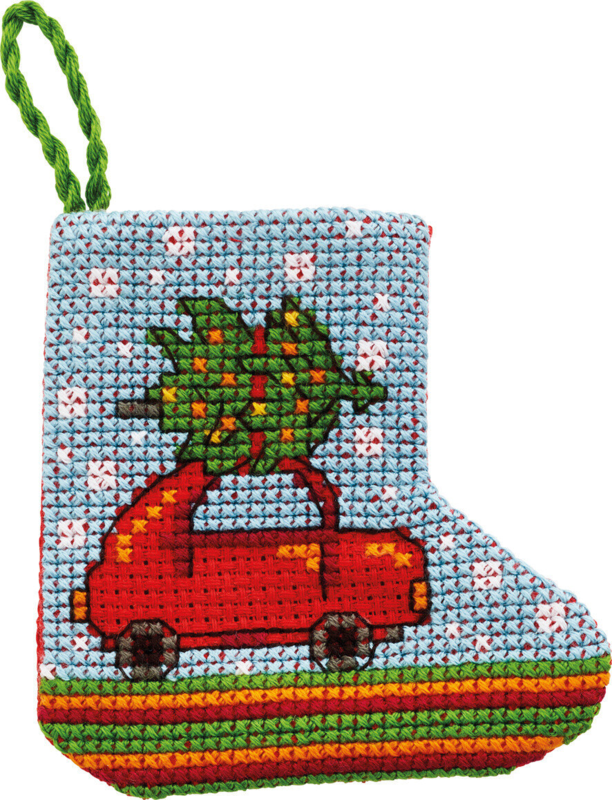Broderisett Julebil 7 x 7 cm