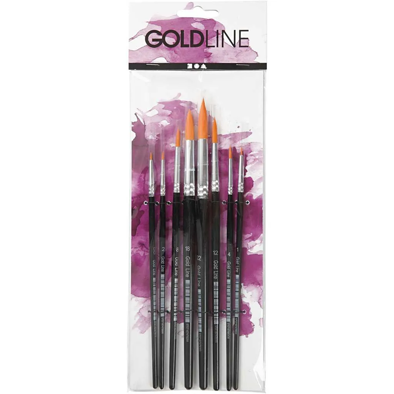 Gold Line Pensler, Rund 1–8 mm, 8 stk