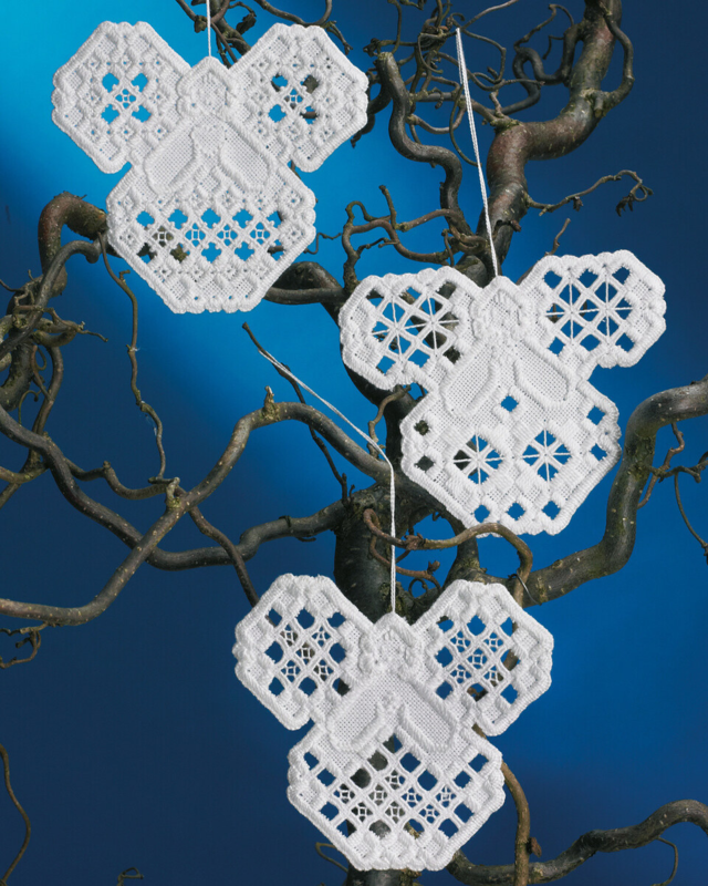 Broderisett Juleengler hardanger 10 x 11 cm