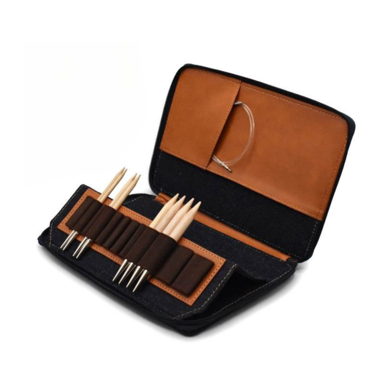 LYKKE Oxford Etui for Utskiftbare Rundpinner, 13 cm Lysebrun