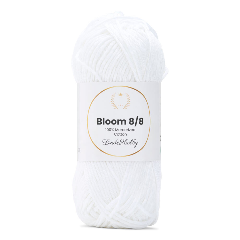 LindeHobby Bloom 8/8 Mercerized Cotton 02 Hvit