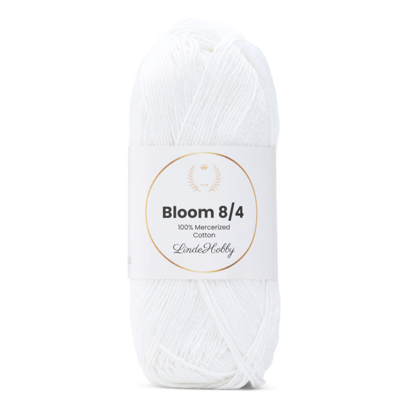 LindeHobby Bloom 8/4 Mercerized Cotton 02 Hvit