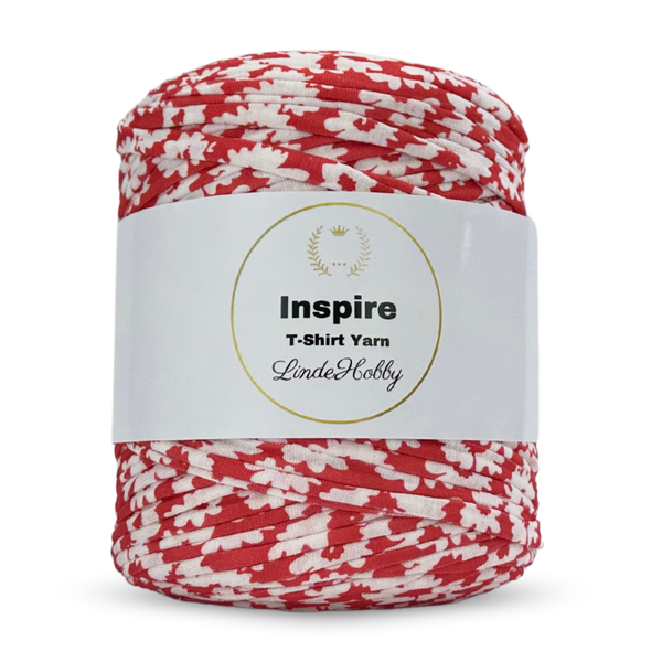 LindeHobby Inspire Print 101 Rød med hvite blomster
