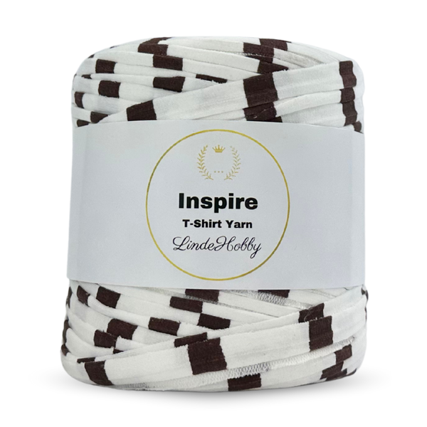 LindeHobby Inspire Print 25 Hvit med brede brune striper