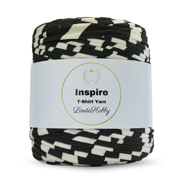 LindeHobby Inspire Print 50 Råhvit med brede mørkebrune striper