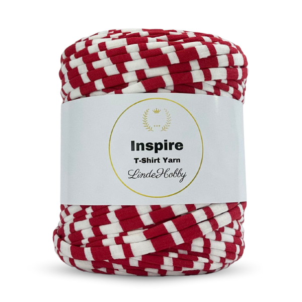 LindeHobby Inspire Print 38 Hvit med brede tilfeldige røde striper
