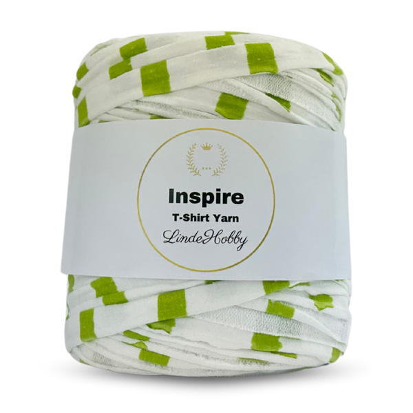LindeHobby Inspire Print 14 Hvit med brede lysegrønne striper