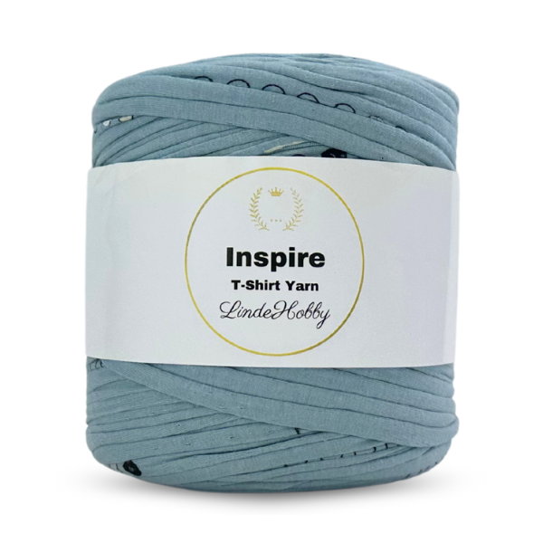 LindeHobby Inspire Print 153 Støvet lyseblå med sirkelmønster