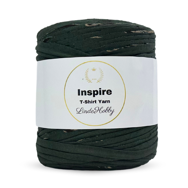 LindeHobby Inspire Print 135 Mørk grønn med organiske figurer og sølvglitter