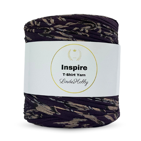 LindeHobby Inspire Print 138 Mørklilla med organiske figurer og sølvglitter