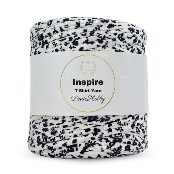 LindeHobby Inspire Print 47 Hvit med svarte blomster