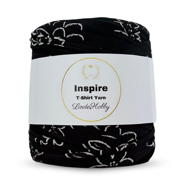 LindeHobby Inspire Print 43 Svart med hvite blomster