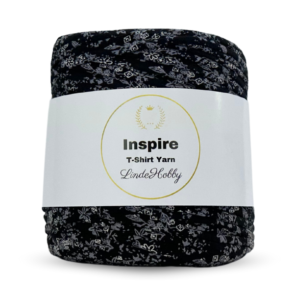 LindeHobby Inspire Print 81 Svart med blomstertegninger
