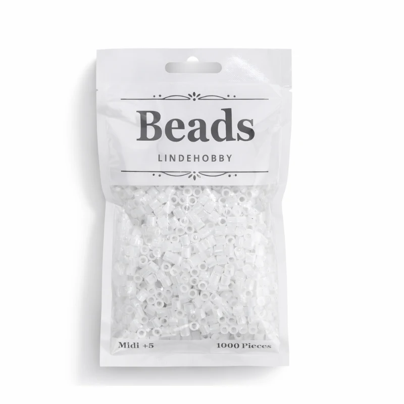 LindeHobby Beads Glitter 06 Hvit