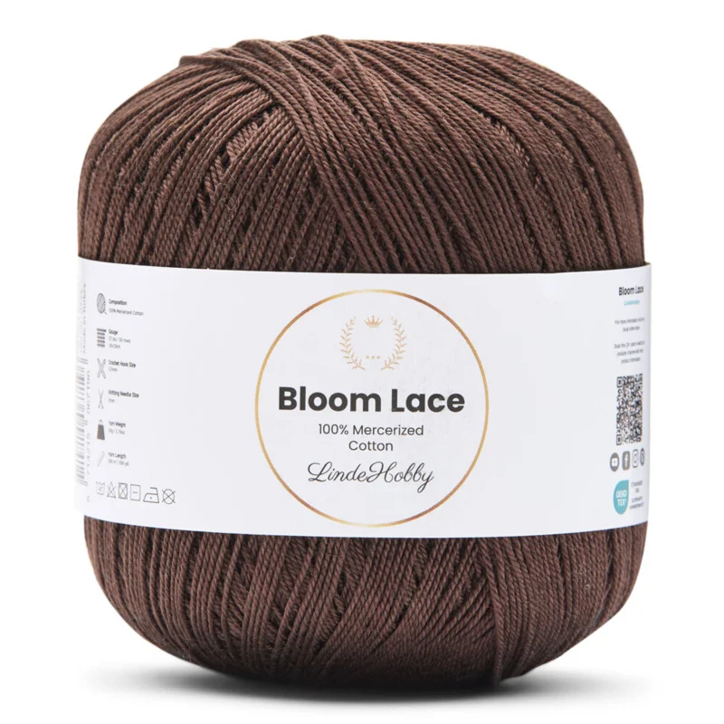 LindeHobby Bloom Lace Mercerized Cotton 08 Mørk brun