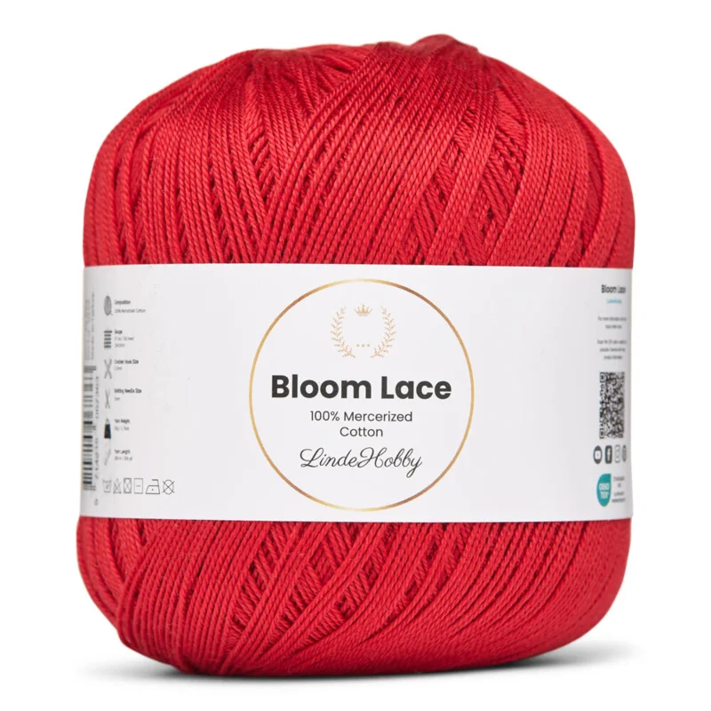 LindeHobby Bloom Lace Mercerized Cotton 25 Rød