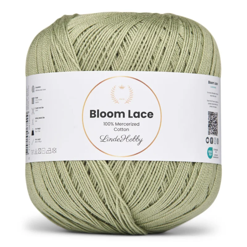 LindeHobby Bloom Lace Mercerized Cotton 29 Salviegrønn
