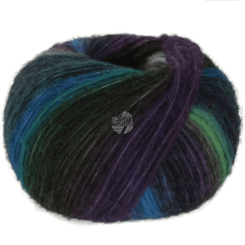 Lana Grossa Bomba 06 Flaske-/opalgrønn/aubergine/nattblå/mørk-/petrolblå