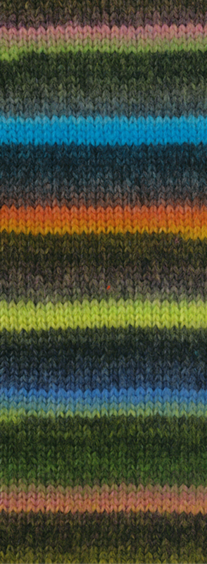 Lana Grossa Bomba 07 Fersken/hvit-/lys-/mørkegrønn/gråpetrol/-brun/turkisblå