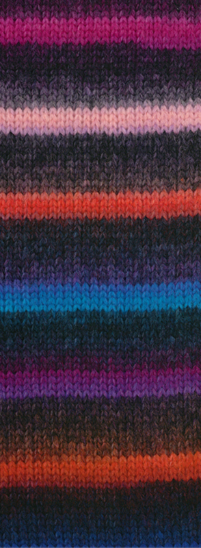 Lana Grossa Bomba 03 Laks/grårød/mørkelilla/turkisblå/petrolblå/kongeblå