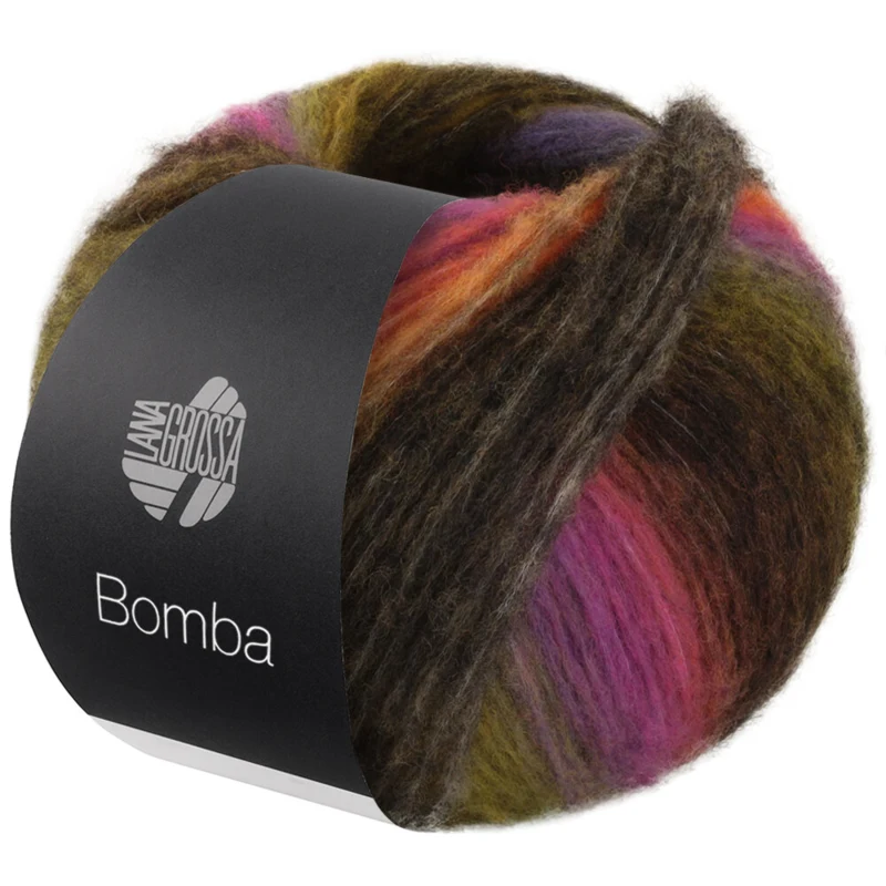 Lana Grossa Bomba 01 Mørkegrå/bjørnebær/oransje/gul-/mørkegrønn/blå
